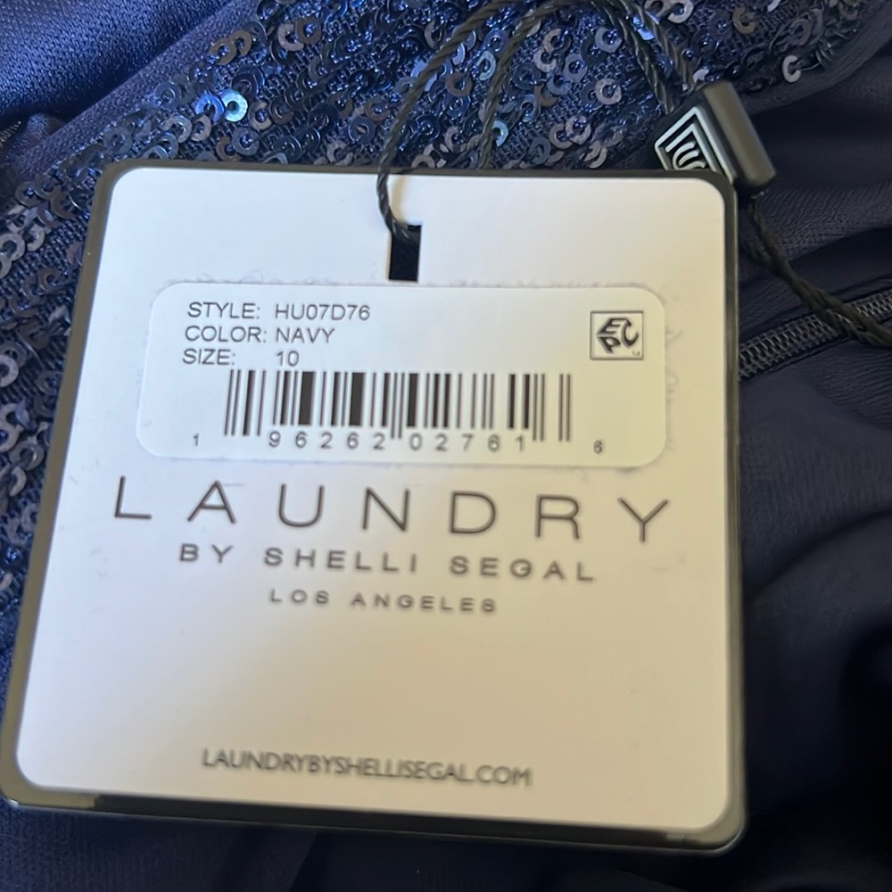 Laundry by Shelli Segal Women’s Square Neck Blue Sequin Midi Cocktail Dress 10 - Picture 7 of 17